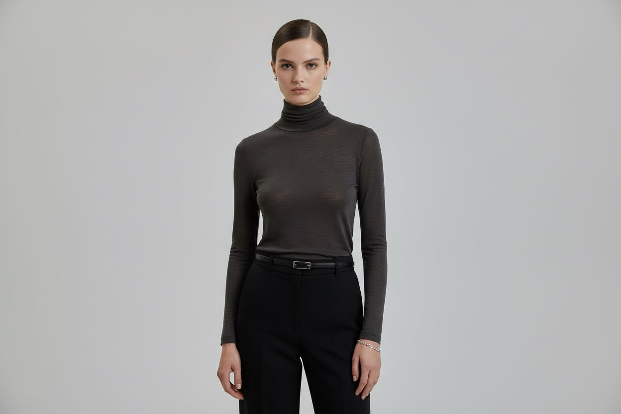 Open collared T-shirt.