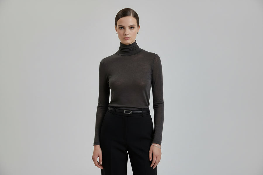 Open collared T-shirt.