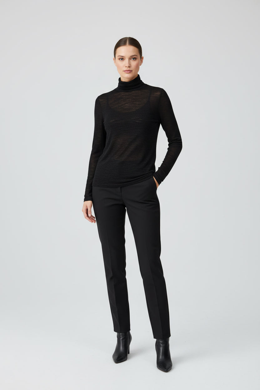 Open collared T-shirt.