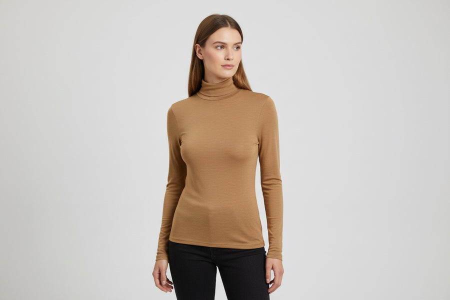 Long-sleeve collared T-shirt.