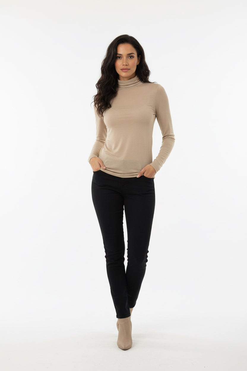 Long-sleeve collared T-shirt.