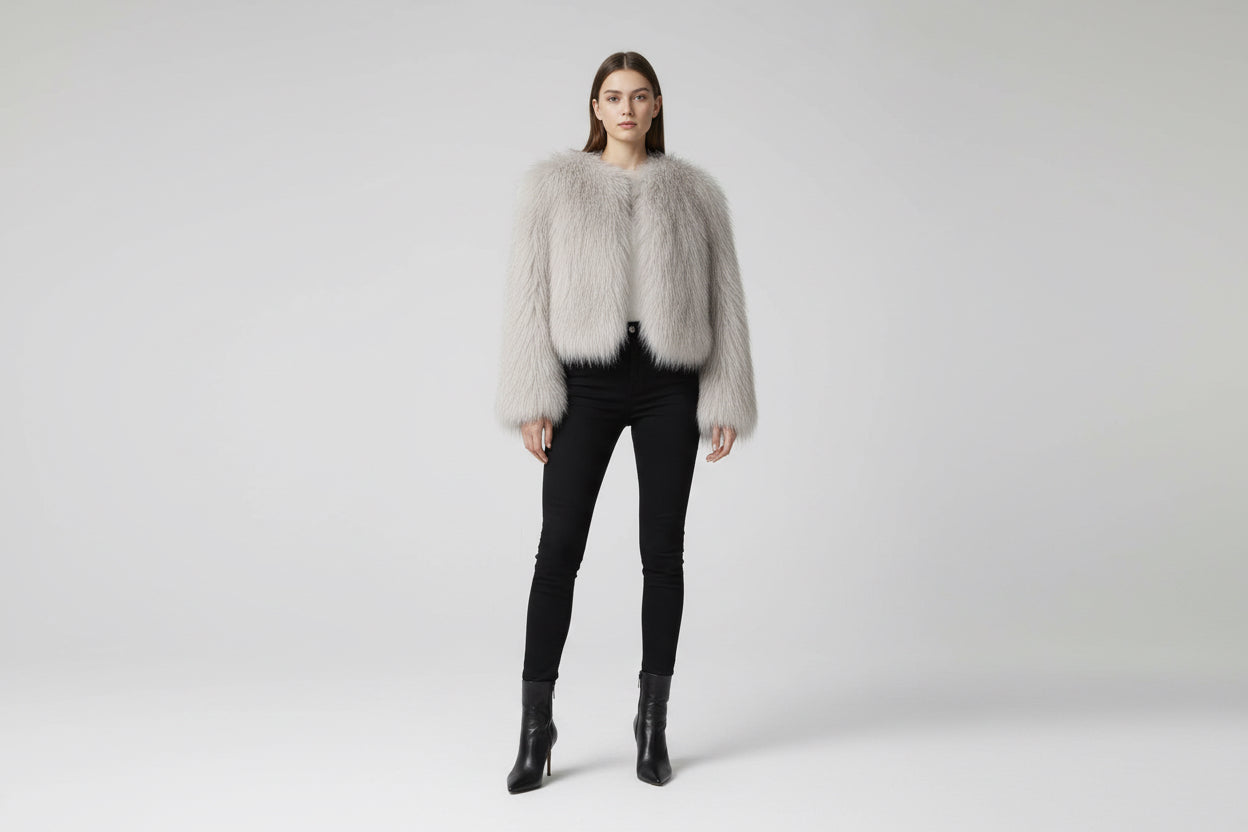 Grey Faux Fur Jacket