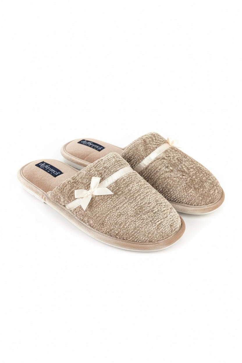 Brown Bow De Fonseca House Slippers