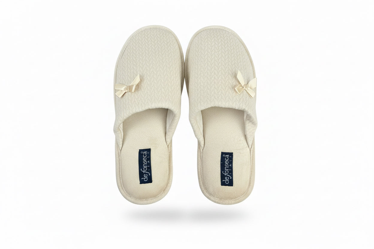 White Bow De Fonseca House Slippers