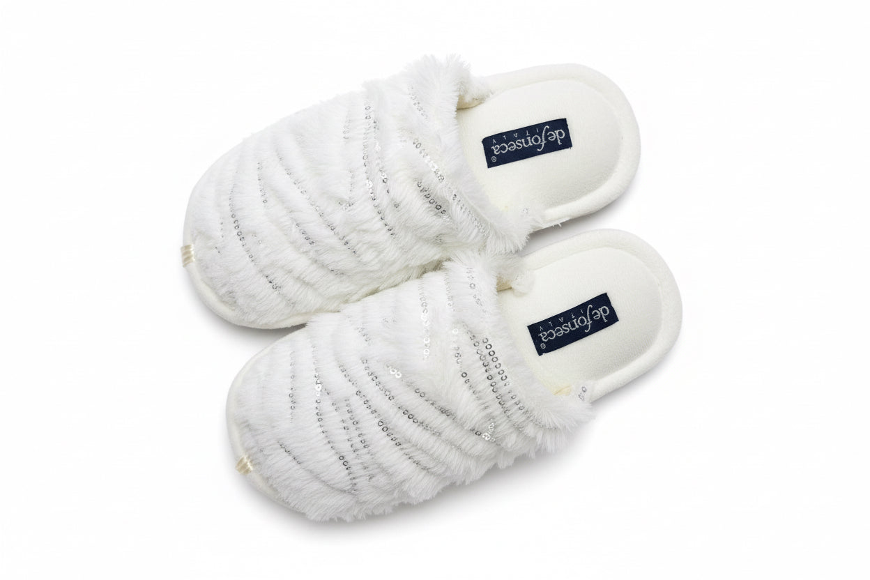 White Shiny De Fonseca House Slippers