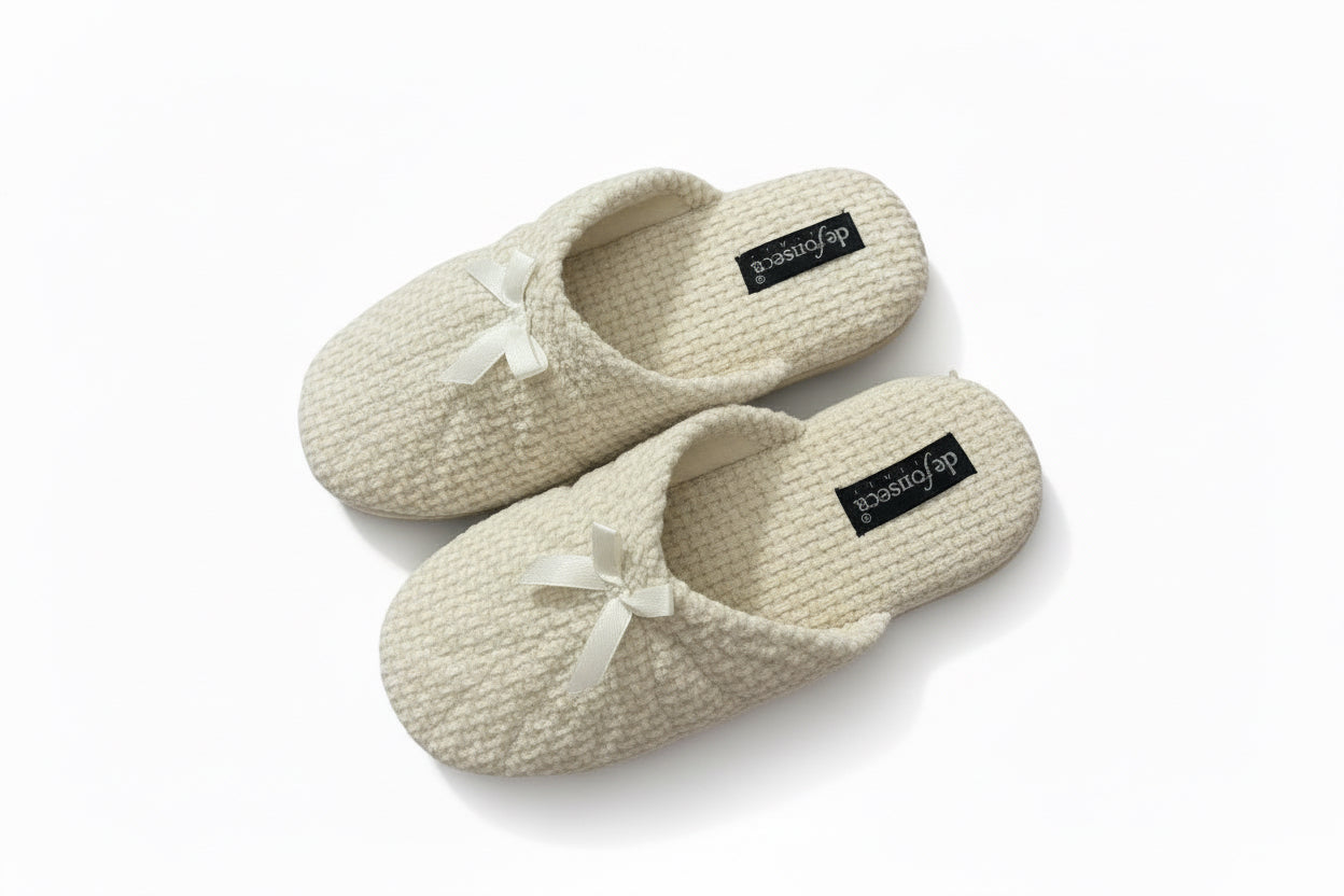 De Fonseca Beige Bow House Slippers
