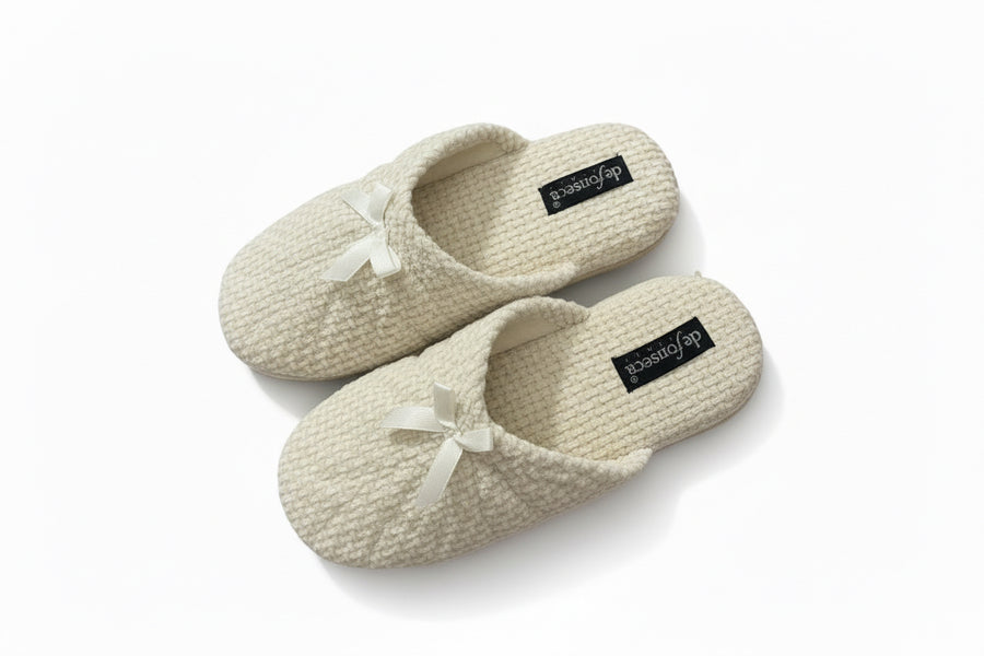 De Fonseca Beige Bow House Slippers