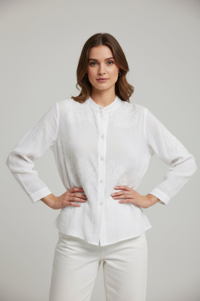 Shirt with embroidered  flowers