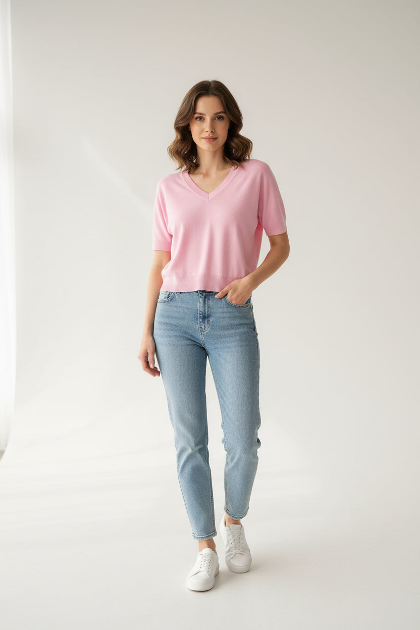 T-shirt with a V-neckline