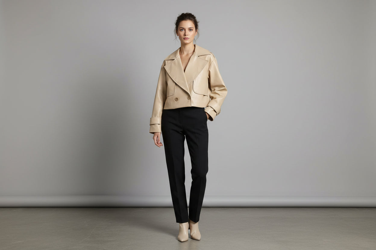 Jacket effect leather