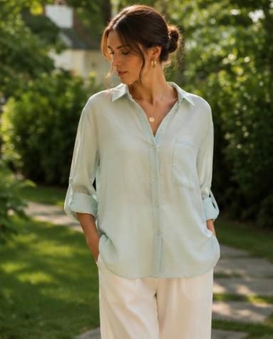 Mint Oversized Button-Up Shirt