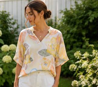Yellow Floral Satin Blouse