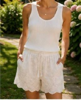 White Embroidered Eyelet Shorts